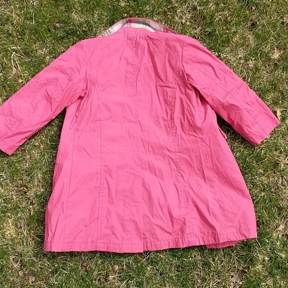 Girls pink spring raincoat with plaid lining - Picture 6 of 6